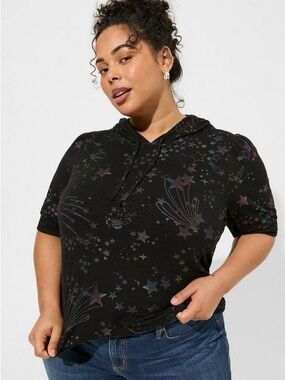 Torrid Super Soft Slub Puff Short Sleeve Hoodie